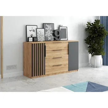 Komoda Komoda VARGA 2D4S 160, dub kraft/černá