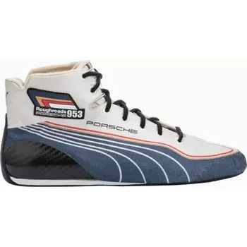 Pánská běžecká obuv Porsche PUMA Speedcat Pro Roughroads Dakar Trainers Limited Edition Obuv pro sportovní a závodní řidiče bílá (Exkluzivní obuv s certifikátem FIA z ohnivzdorného materiálu s tenkou podrážkou a stabilizační karbonovou částí na patě.)