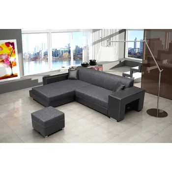 Sedací souprava Falco Rohová sedací souprava Oskar, rozkládací s úložným prostorem, levá, šedá Inari 94/černá Soft 11