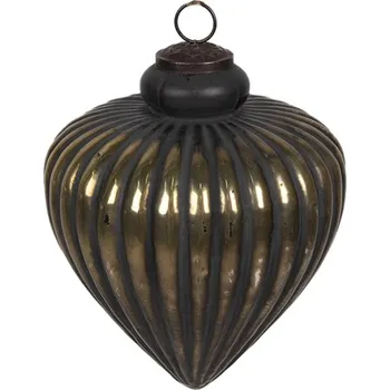 Vánoční ozdoba Černo-zlatá skleněná vánoční ozdoba Gerno I – 7x8 cm