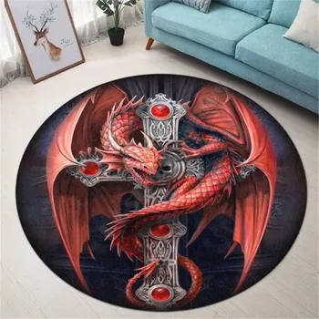 Koberec Kulatý protiskluzový koberec do obýváku motiv Drak - 12,100 cm x 100 cm