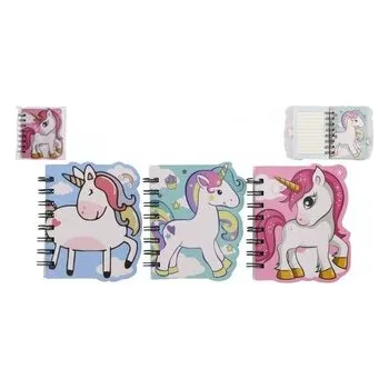 Zápisník jednorožec kroužkový 11x12,5cm 3 druhy , 1 kus