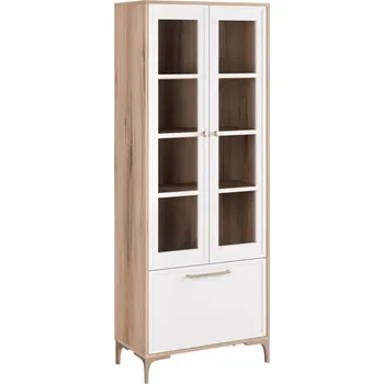 Knihovna Vitrína vysoká ALBA - canella/bílá