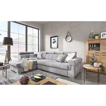 Sedací souprava ATLANTIDA - LEVÁ - sedací souprava(ATLANTA) látka SVĚTLE ŠEDÁ - GUSTO 82 - celočalouněná i záda - kolekce "B" (K250)