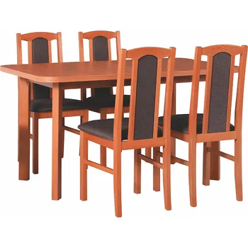 Jídelní stůl MILENIUM 3 - jídelní set stůl+4 židle (Wenus 2P+ Boss 7) olše/látka tmavě hnědá č.4B Soro 28 NOVÁ LÁTKA - kolekce "DRE" (DM)***POSLEDNÍ KUSY