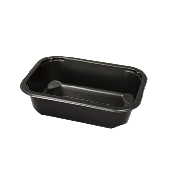 Vakuovačka ECOFOL Plastová zatavovací miska hranatá na polévku černá PP 350 ml ideal pack® kr3/456 ks