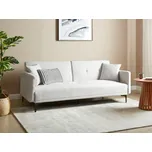 Rozkládací pohovka světle béžové čalounění 3místná s knoflíky click clack Beliani