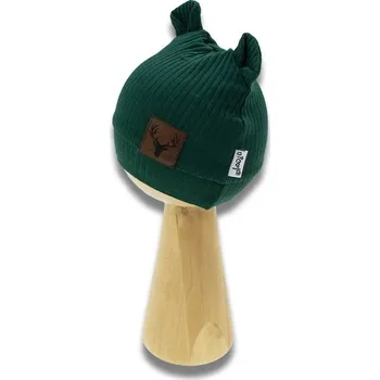 Kojenecká čepice Kojenecká bavlněná čepička Nicol Bambi zelená, Velikost 62 (3-6m)