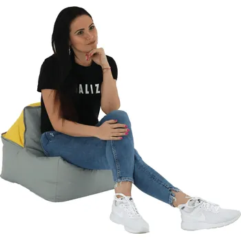 Sedací pytel Sedací vak ALIMOR, šedá/zelená/žlutá látka