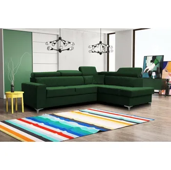 Sedací souprava Falco Rohová sedací souprava Silk, rozkládací s úložným prostorem, pravá, zelená Fresh 13