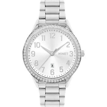 MINET Stříbrné dámské hodinky Avenue s čísly MWL5317