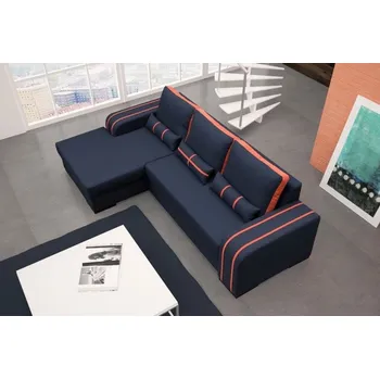 Sedací souprava Falco Rohová sedací souprava Perry, rozkládací s úložným prostorem, levá, černá, oranžová Inari 100/HC 51