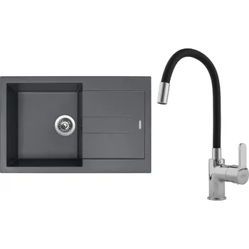 Kuchyňský dřez Set Sinks G12972 (dřez Amanda 780 Titanium 72 + baterie Flexia lesklá)