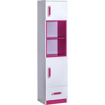 regál Regál TRAFICO 4 se zásuvkou i dvířky, bílá/růžová