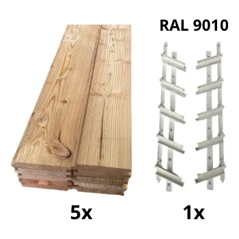 Zahradní stavba Samkit SET white - 1200*500mm (5ks modřínových desek a 1x samkit)