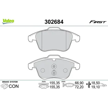 Brzdová destička Sada brzdových destiček, kotoučová brzda, , VALEO, 302684