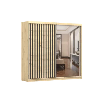 Šatní skříň IDZ Šatní skříň WERONA 2D, 233 cm Dub Artisan/Černá