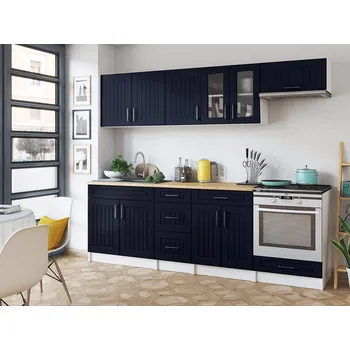 Kuchyňská linka Falco Kuchyňská linka BĚLA 240 cm, tmavě modrá mat