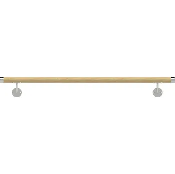 Zábradlí Dřevěné madlo, materiál buk, broušený povrch bez nátěru, s nerezovými úchyty a ukončeními 1750 (M-DB-175)