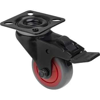 Pojezdové kolečko Walteco Přístrojové kolečko pro tvrdé podlahy, průměr 50mm, otočné s destičkou, brzda, nosnost 50 kg