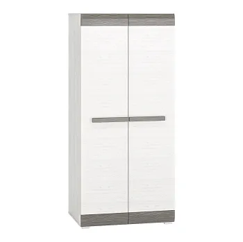 Šatní skříň BERNIS 01 - Šatní skříň 2D, lamino, borovice bílá/ borovice bílá/ šedá (ML) (BLANCO01=3BALÍKY) (K150)***