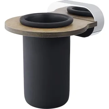 Držák na kartáček BISK Bergen kelímek na kartáčky černá-chrom-hnědá 07064