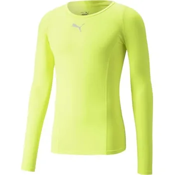 Pánské funkční triko Puma LIGA BASELAYER LONG SLEEVE TEE M Reflexní neon, Stříbrná