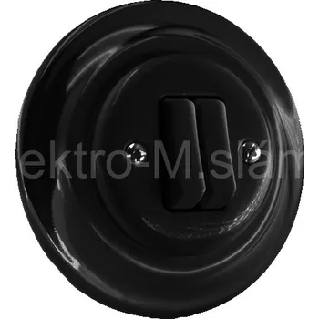 vypínač VINTAGE vypínač 5 dvojitý klapka černá keramika K1-R210Q kulatá