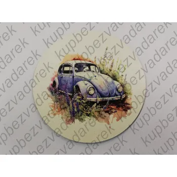 Podtácek sololak - kruh 15 cm - Auto Brouk v levanduli1