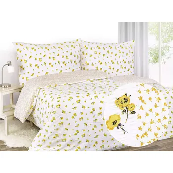 Povlečení Krepové povlečení - žluté květy na bílé 140x220+70x90