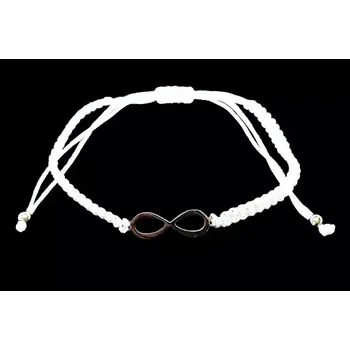 Náramek Bílý provázkový náramek nekonečno s ocelí