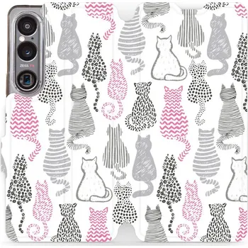 Pouzdro na mobilní telefon Flipové pouzdro Mobiwear - Sony Xperia 1 VI - MX01S Kočičí zádíčka (Knížkové flip pouzdro, obal, kryt na mobil Sony Xperia 1 VI - MX01S Kočičí zádíčka, materiál Umělá kůže + TPU - ochrana 360°, stojánek, silikonová vanička, magnetické zavírání)