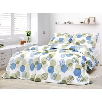 Povlečení Bavlněné povlečení - modré a zelené kruhy 140x220+70x90