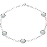 Stříbrný řetízek na nohu Joyce se syntetickým bílým opálem SILVEGOB6068AOW