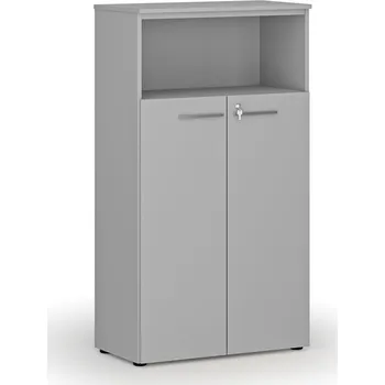 B2B Partner Kombinovaná kancelářská skříň PRIMO GRAY, dveře na 3 patra, 800 x 420 x 1434 mm, šedá