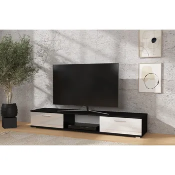 Televizní stolek Nábytek PEGAS s.r.o. RTV SELLA Černá Mat+Bílý Lesk