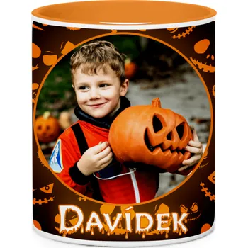 Gravírování Fotohrnek s oranžovým uchem a vnitřkem - Halloween a Dušičky