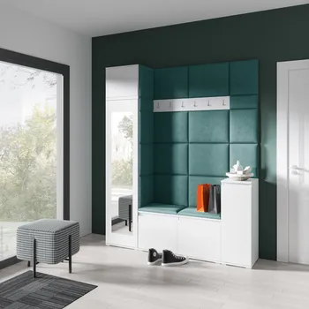 Předsíňová stěna Předsíňová stěna Emi 29 - bílá Barva čalounění: Tmavě zelená - Trinity 28