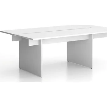 Nábytek B2B Partner Jednací kancelářský stůl SOLID + 1x přísed, 210x125 cm, bílá