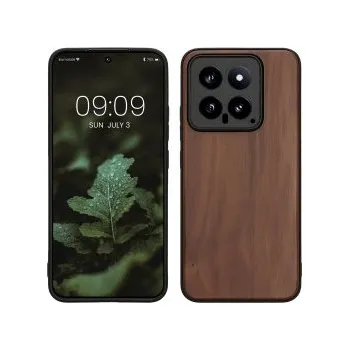 Pouzdro na mobilní telefon Dřevěné pouzdro pro Xiaomi 14 5G - hnědá