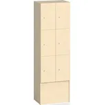 B2B Partner Dřevěná odkládací skříňka S5 s úložnými boxy, 6 boxů, 1700 x 600 x 420 mm, cylindrický zámek, bříza