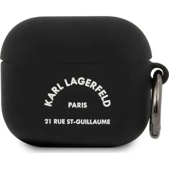 Pouzdro na mobilní telefon Karl Lagerfeld Rue St Guillaume silikonové pouzdro pro Airpods 3 černé
