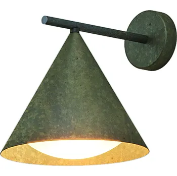 Venkovní osvětlení Il Fanale Cone, venkovní nástěnné svítidlo antická mosaz/bílé sklo, 1xE27 max 15W, prům. 25cm, výška 27,5cm, IP55