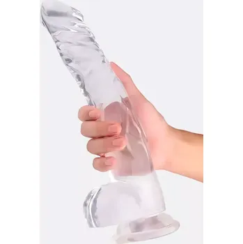 Dildo XXL Dildo S-Hande Kingkong s přísavkou a žílami 37 cm - Průhledná
