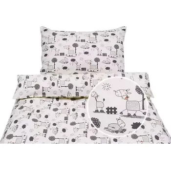 Povlečení Dětské bavlněné povlečení - šedí oslíci na smetanové 140x200+70x90