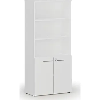 B2B Partner Kombinovaná kancelářská skříň PRIMO WHITE, dveře na 2 patra, 800 x 420 x 1781 mm, bílá