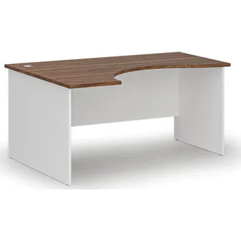 Psací stůl B2B Partner Ergonomický kancelářský psací stůl PRIMO WHITE, 160x120 cm, levý, bílá/ořech