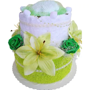 Veratex Textilní dort dvoupatrový žlutozelená lilie