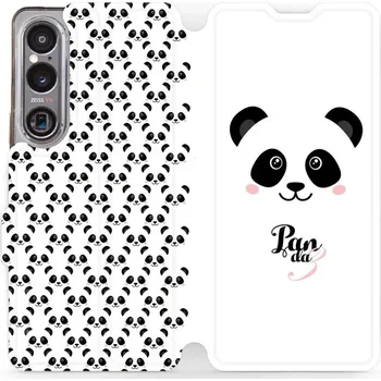 Pouzdro na mobilní telefon Flipové pouzdro Mobiwear - Sony Xperia 1 VI - M030P Panda Amálka (Knížkové flip pouzdro, obal, kryt na mobil Sony Xperia 1 VI - M030P Panda Amálka, materiál Umělá kůže + TPU - ochrana 360°, stojánek, silikonová vanička, magnetické zavírání)
