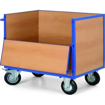 Plošinový vozík B2B Partner Skříňový vozík s dřevěnými stěnami